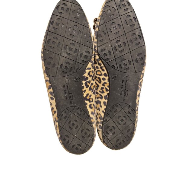 Oscar De La Renta Loafers Women's Animal Print Brown Crystals Calf Hair Size 38 - Picture 6 of 7